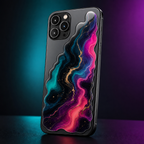 Cell phone with a glossy custom UV transfer decal applied to the back